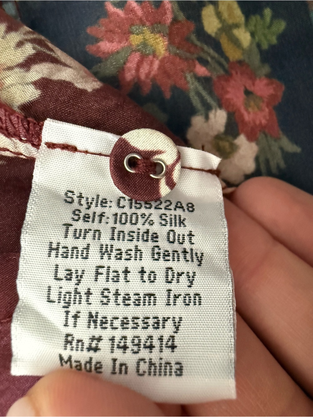 Johnny Was Laurie Silk Milan Blouse Red Burgundy Button Down Semi Sheer Size M - Picture 6 of 8